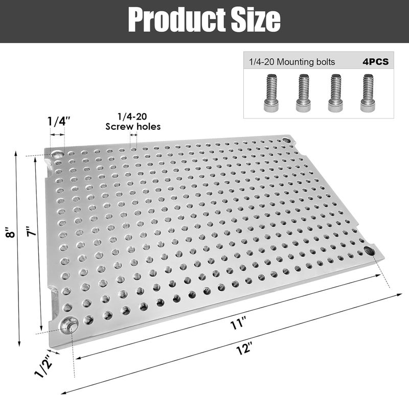 JMSMSH 8" x 12" x 1/2" MIC7 Aluminum Fixture/Sacrificial Plate, Mini Pallet - Image 2